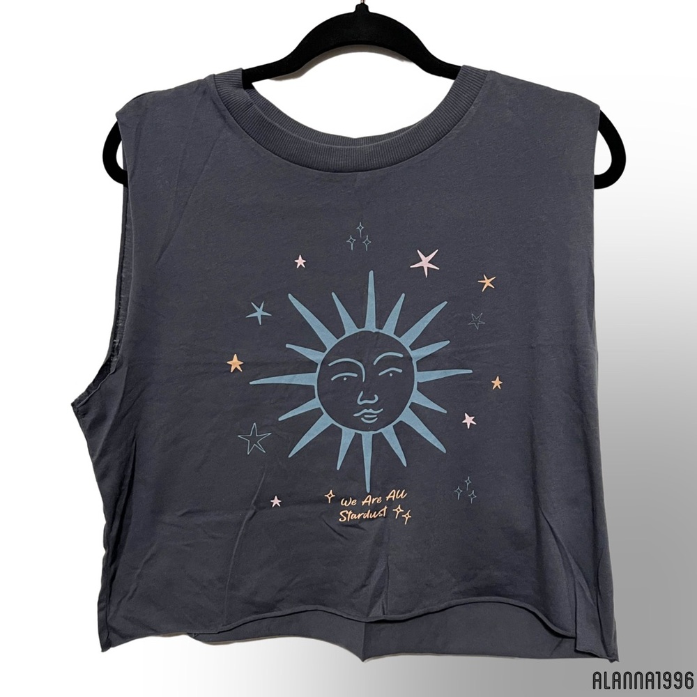 Navy sun crop tank